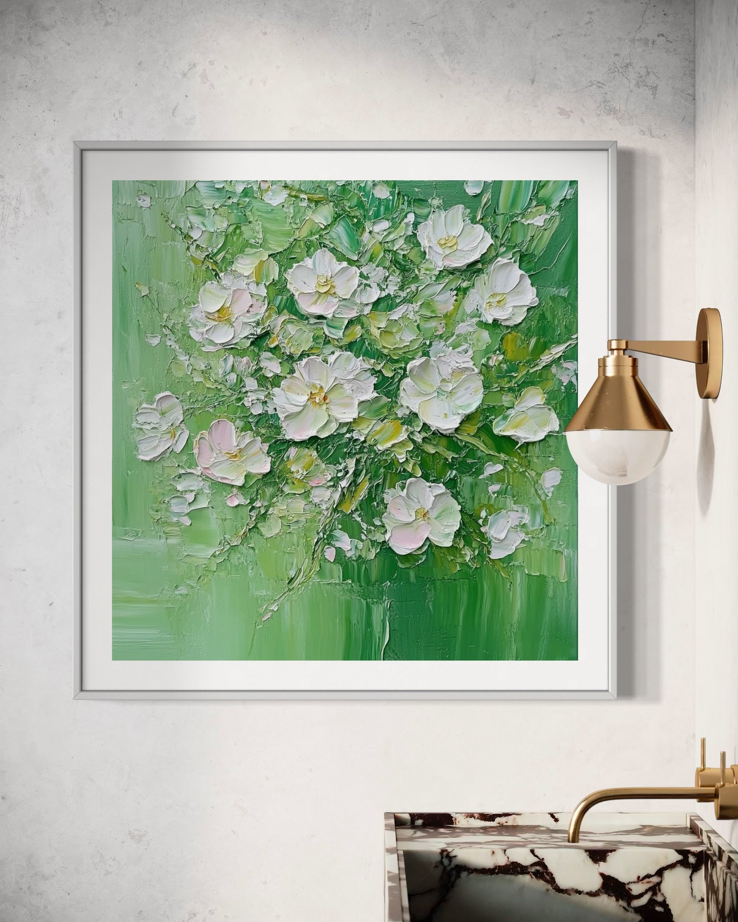 Green Serenity Floral Abstract Art