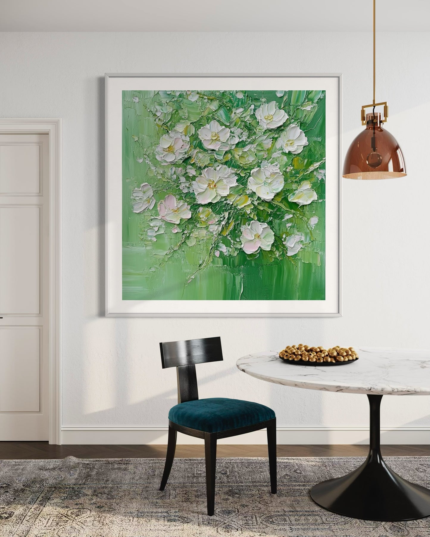 Green Serenity Floral Abstract Art