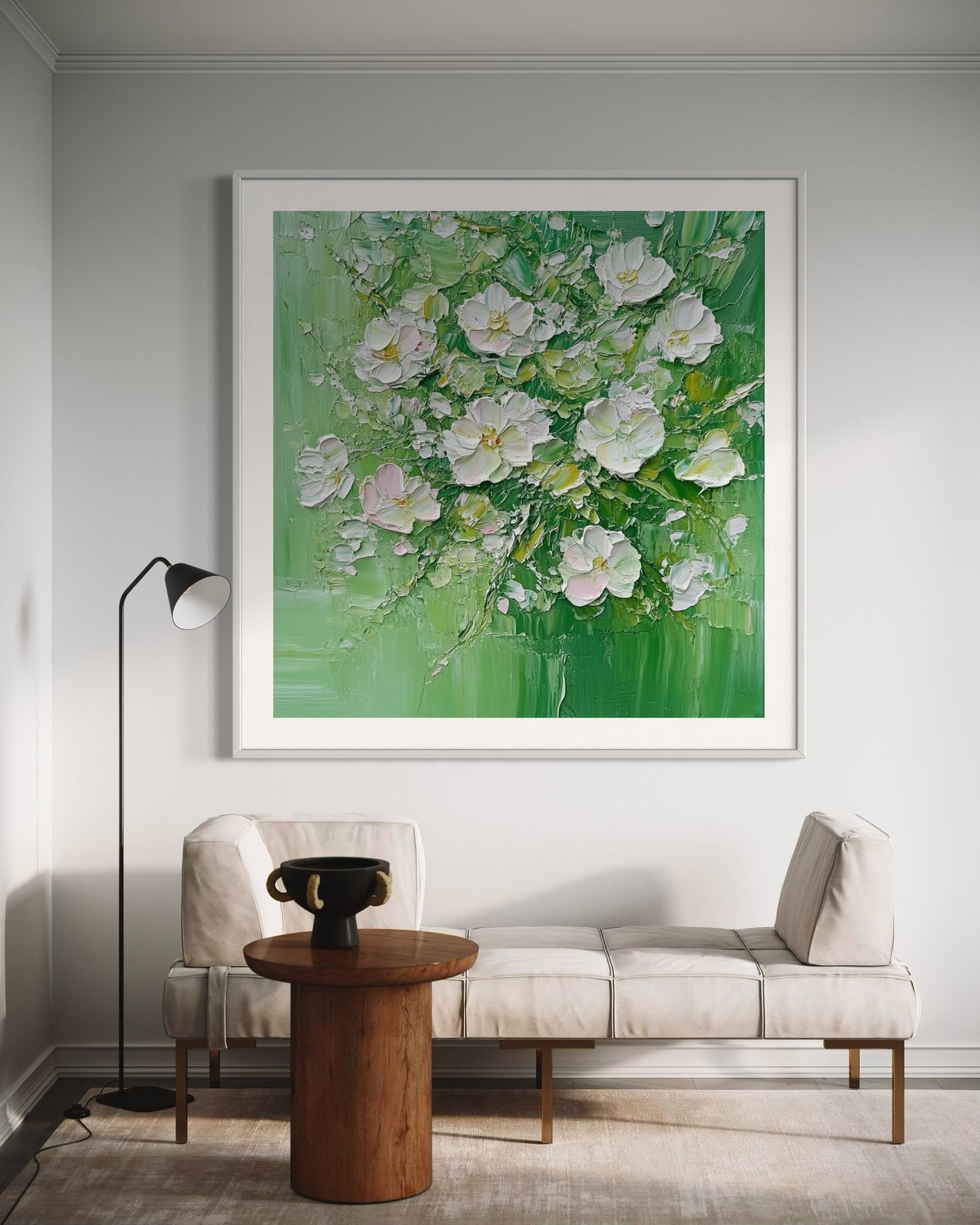 Green Serenity Floral Abstract Art