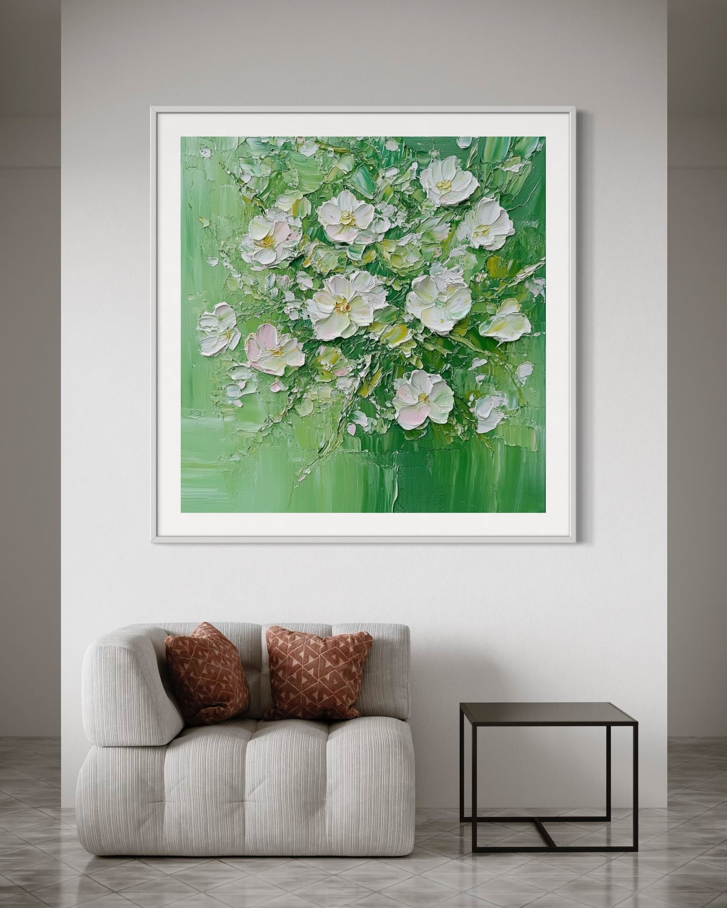 Green Serenity Floral Abstract Art