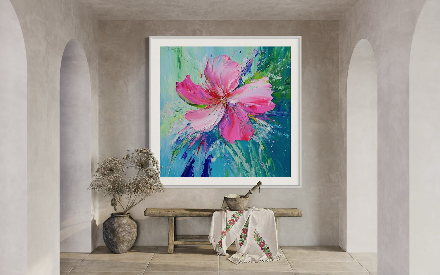 Blossoming Pink Petals Abstract Canvas