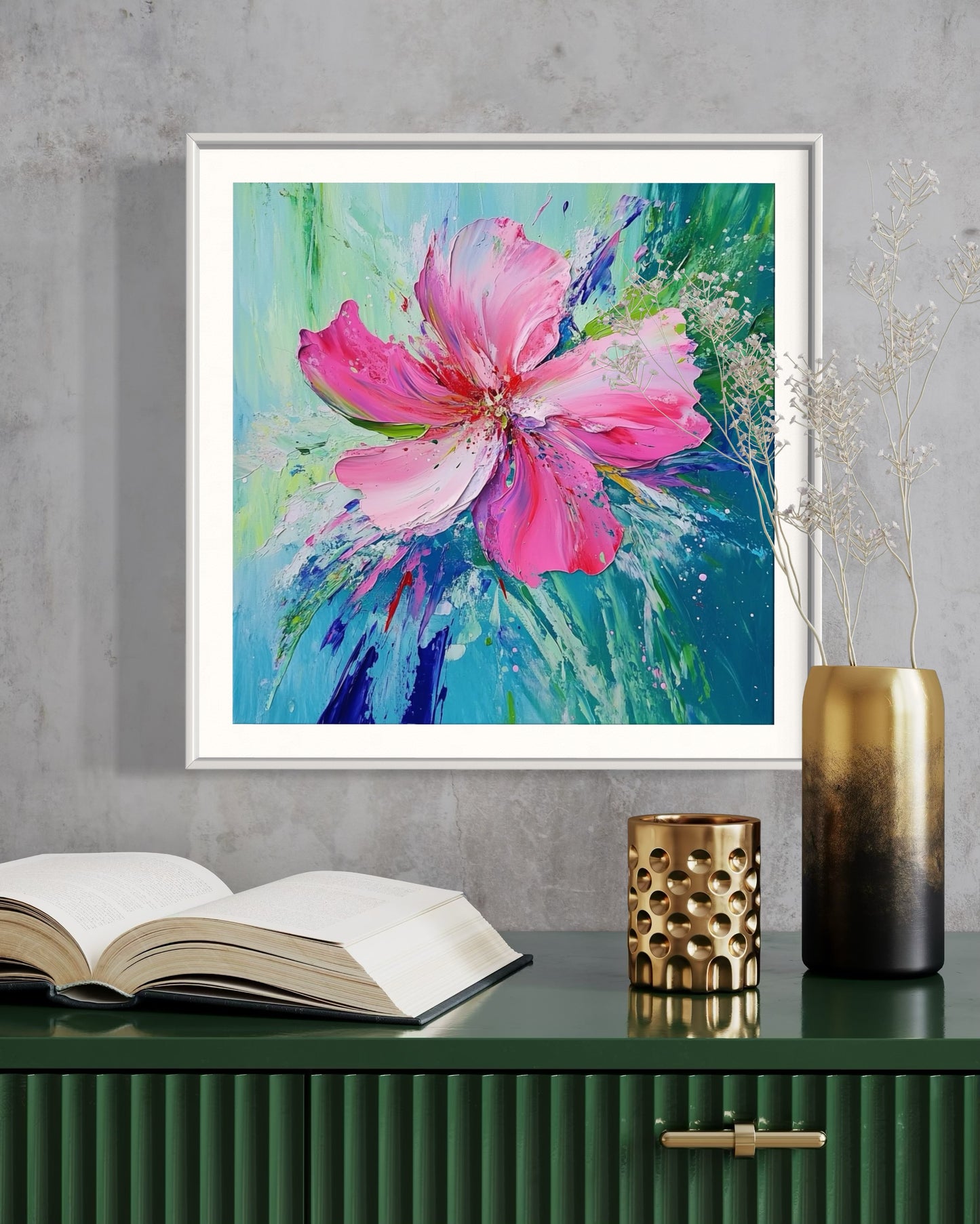 Blossoming Pink Petals Abstract Canvas