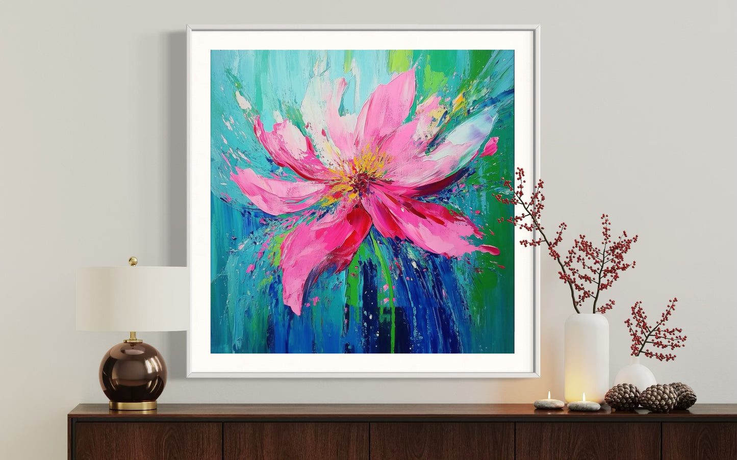 Vivid Blooming Flower Acrylic Painting