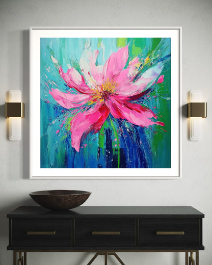 Vivid Blooming Flower Acrylic Painting