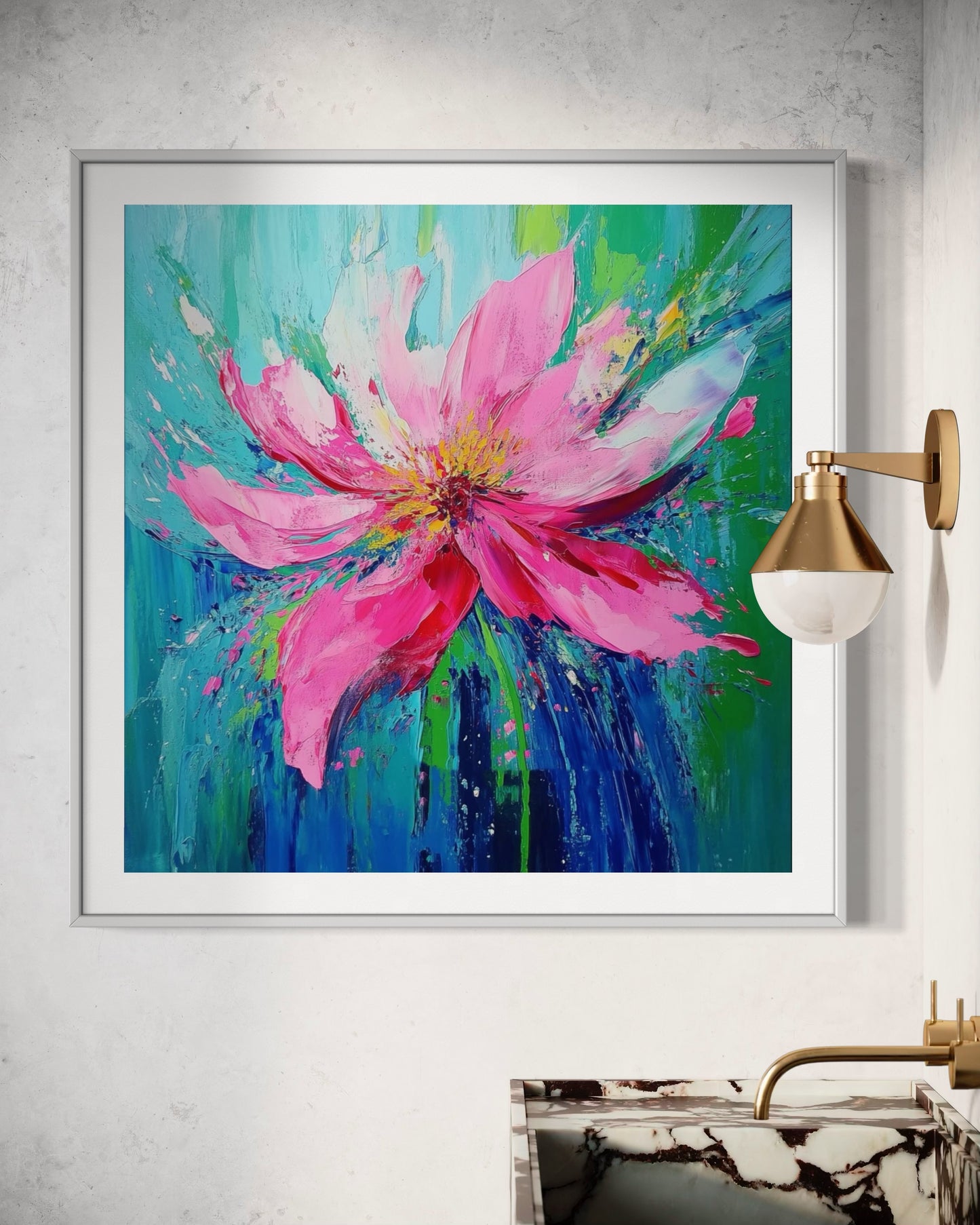 Vivid Blooming Flower Acrylic Painting