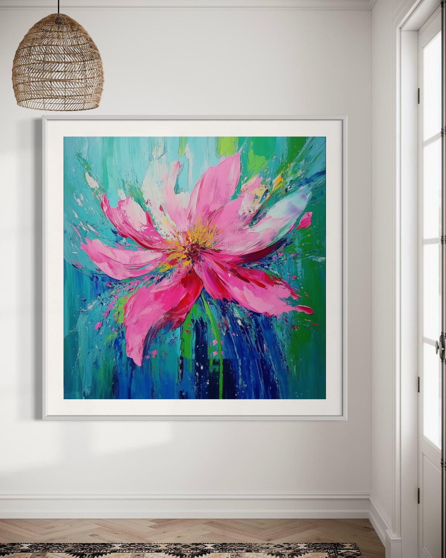 Vivid Blooming Flower Acrylic Painting