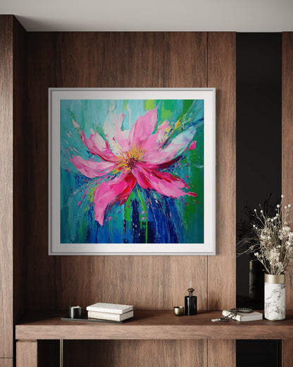 Vivid Blooming Flower Acrylic Painting