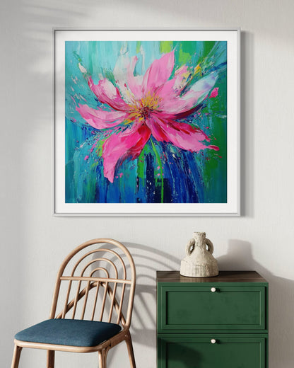 Vivid Blooming Flower Acrylic Painting