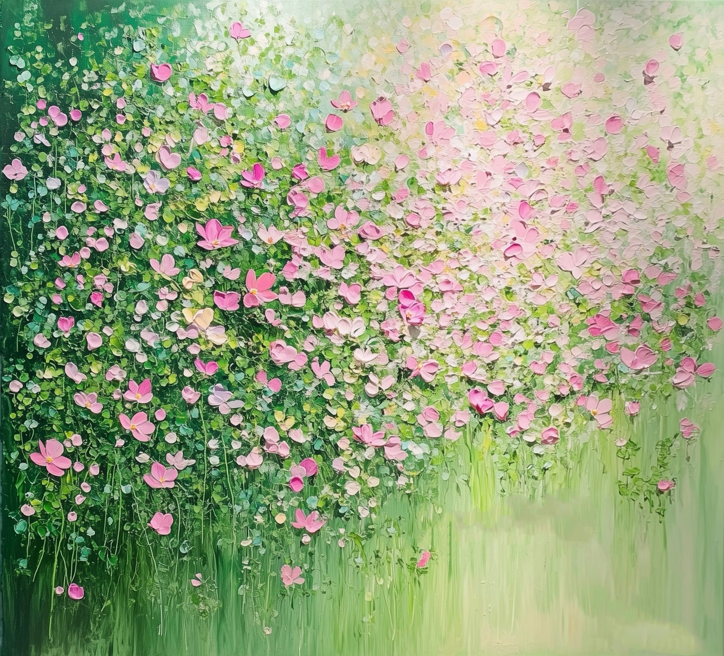 Pink Blossom Garden Abstract Wall Art