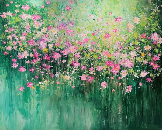 Spring Bloom Watercolor-Inspired Oil Painting