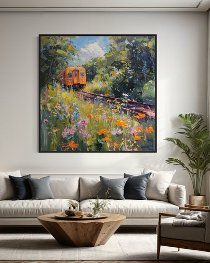 Rustic Train and Wildflowers Symphony