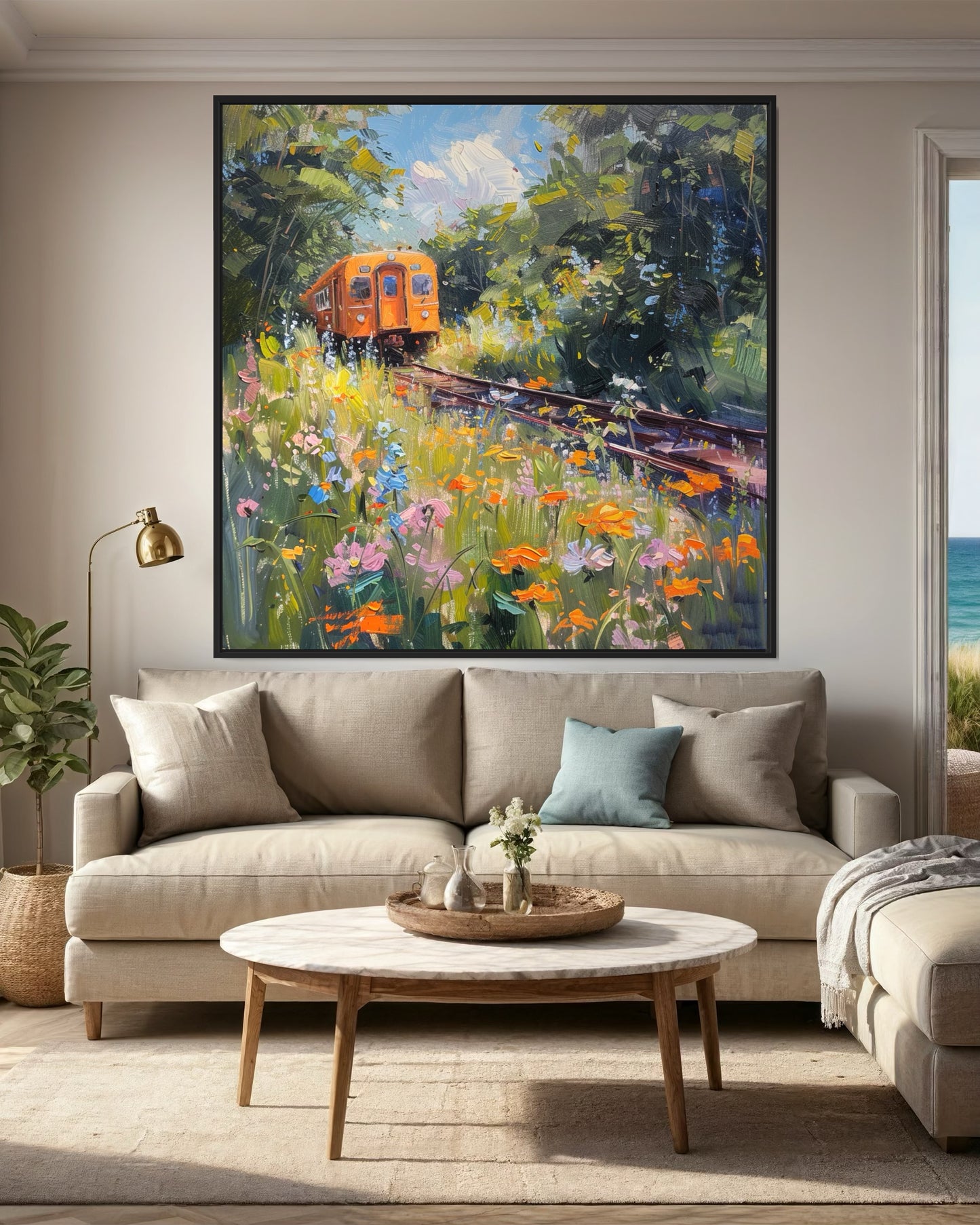 Rustic Train and Wildflowers Symphony