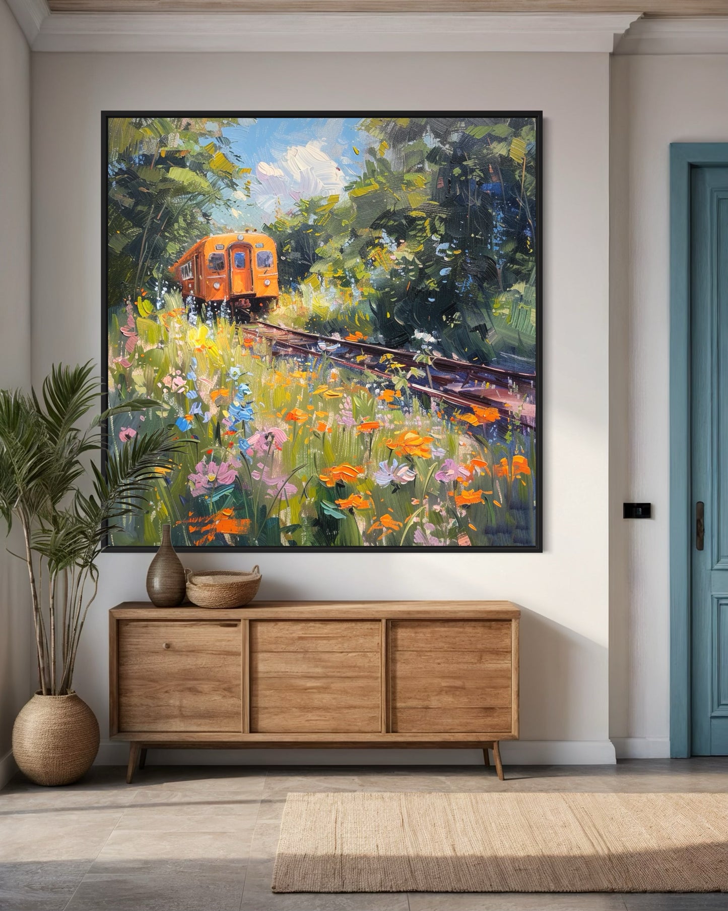 Rustic Train and Wildflowers Symphony