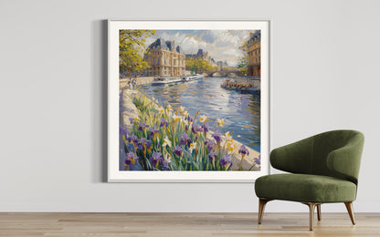 Springtime Along Paris Canals Canvas Painting