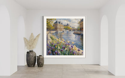 Springtime Along Paris Canals Canvas Painting