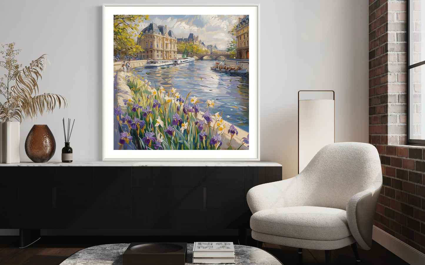 Springtime Along Paris Canals Canvas Painting