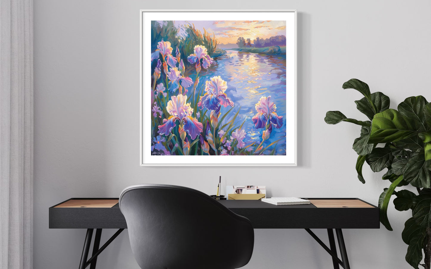 Sunset Glow and Iris Blooms Canvas Painting