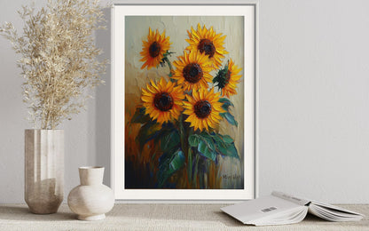 Blooming Sunflowers on Canvas