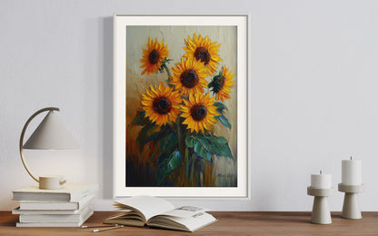 Blooming Sunflowers on Canvas