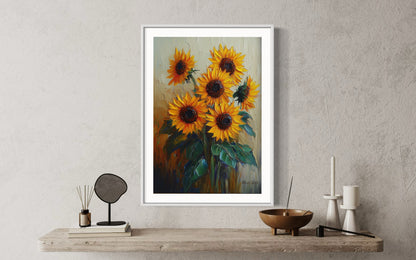 Blooming Sunflowers on Canvas