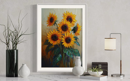 Blooming Sunflowers on Canvas