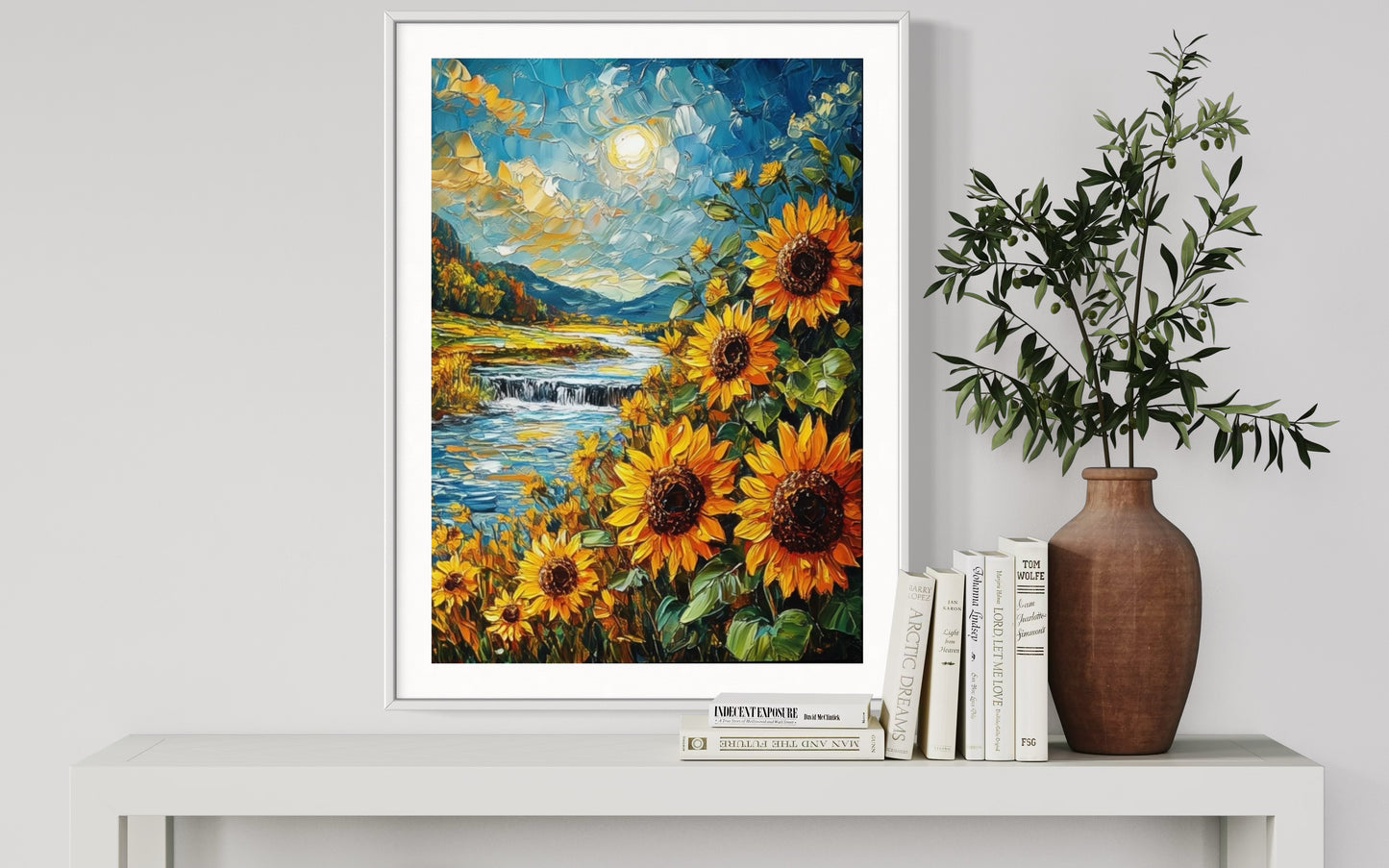 Golden Sunflowers by the River