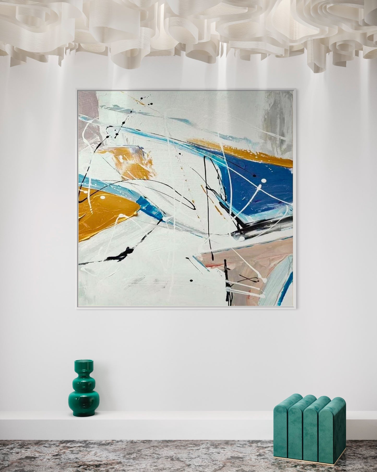 Modern Abstract Ocean-Inspired Acrylic Painting