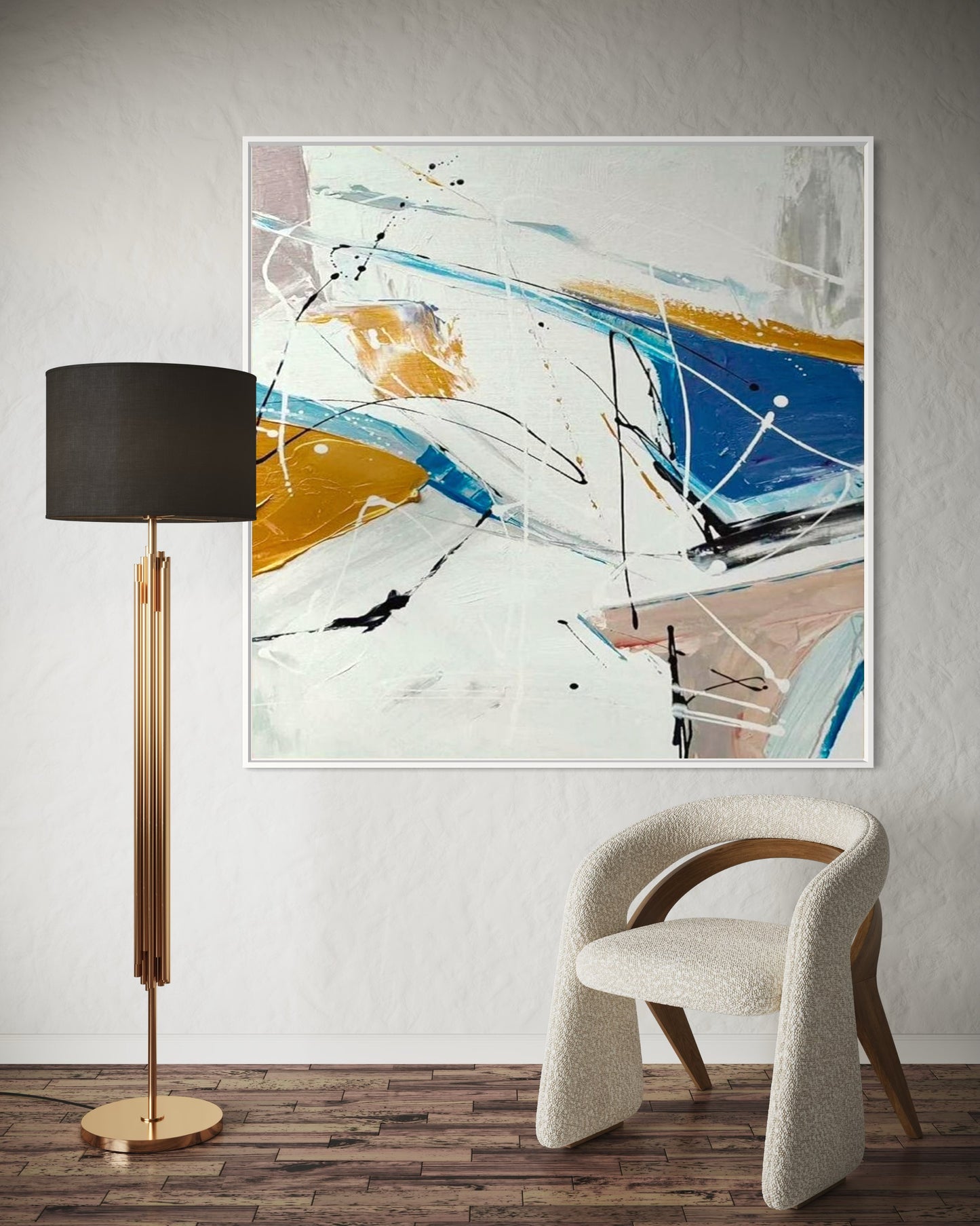 Modern Abstract Ocean-Inspired Acrylic Painting