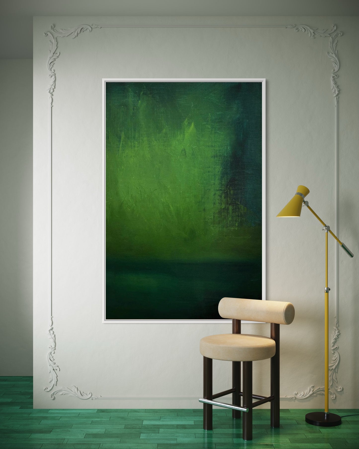 Abstract Green Landscape Acrylic Painting