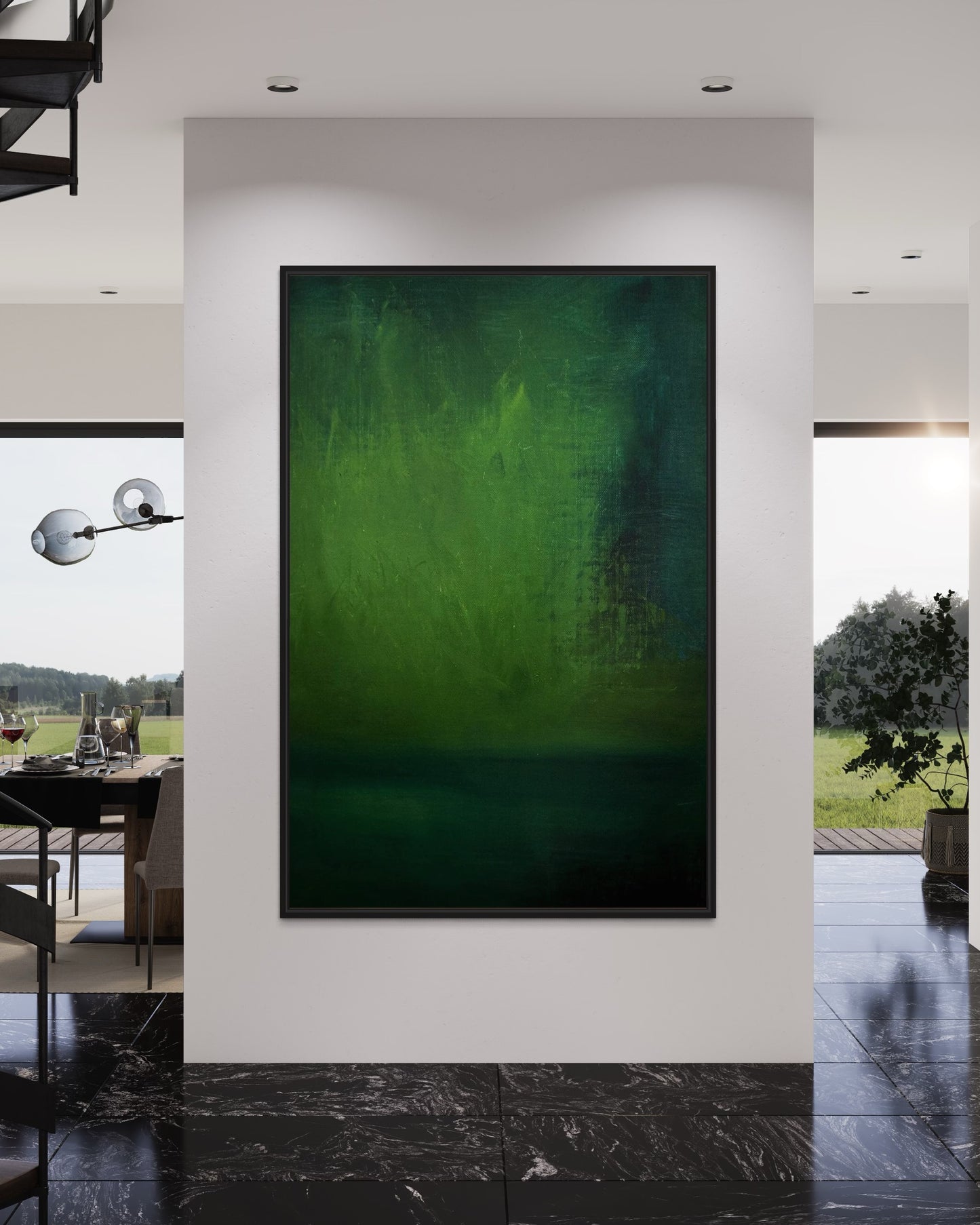 Abstract Green Landscape Acrylic Painting