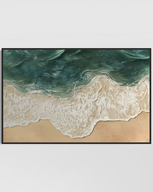 Wabi-Sabi Green Ocean Beach Painting WS#061