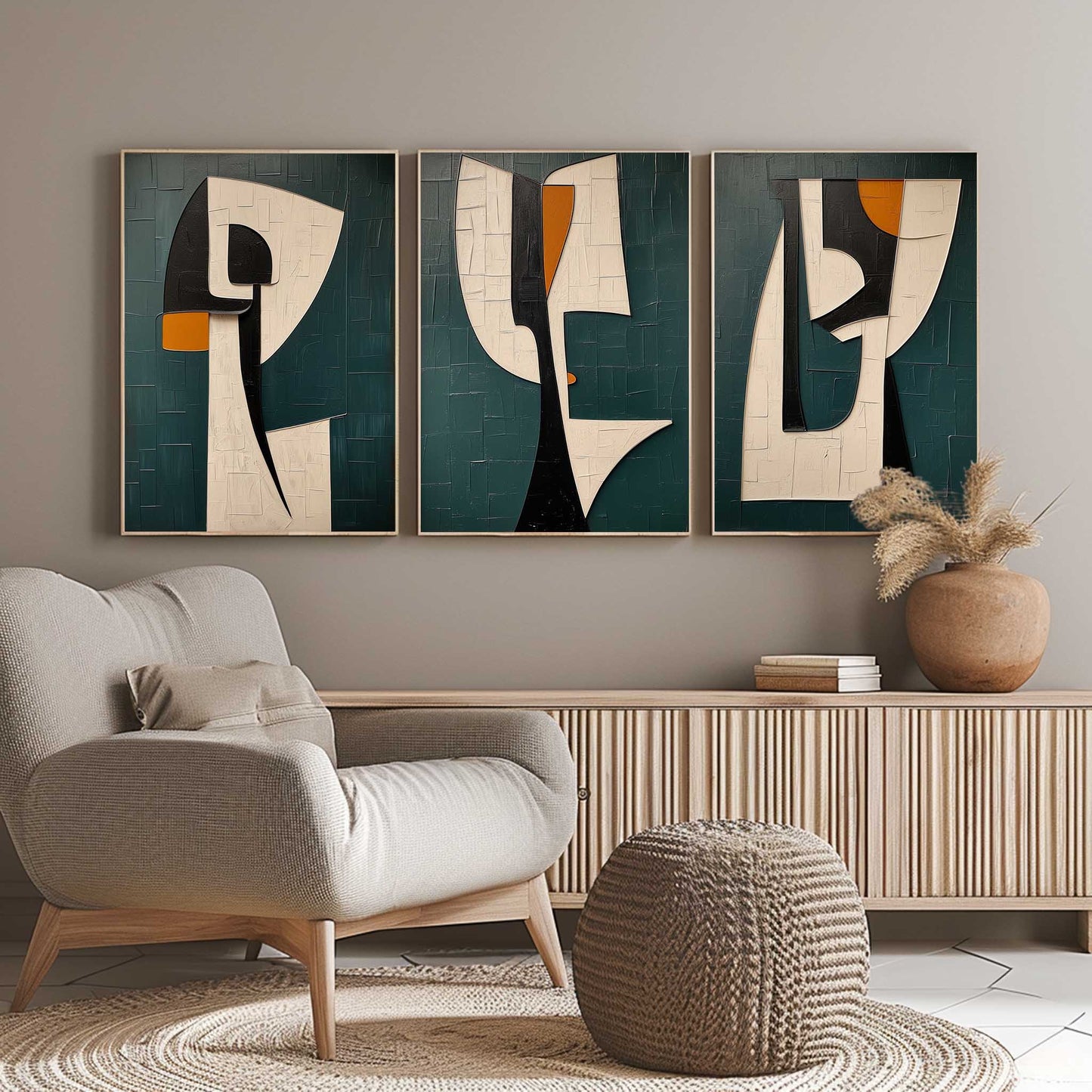 3 Pieces Geometric Painting WS#038