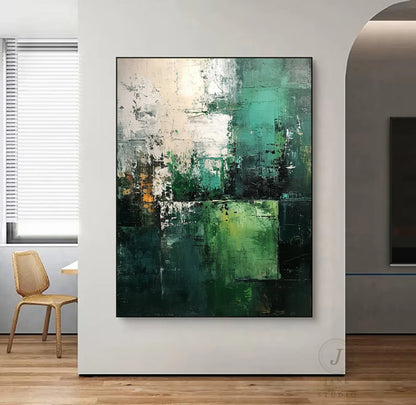 Emerald Green Abstract Acrylic Painting