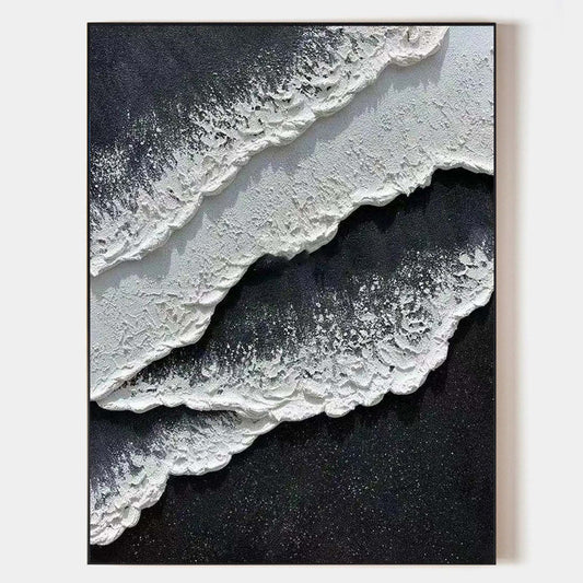 Minimalist Black & White Texture Painting CM#131