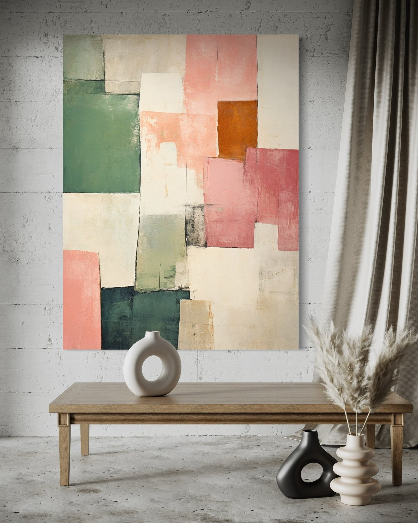 Pastel Abstract Blocks Acrylic Painting