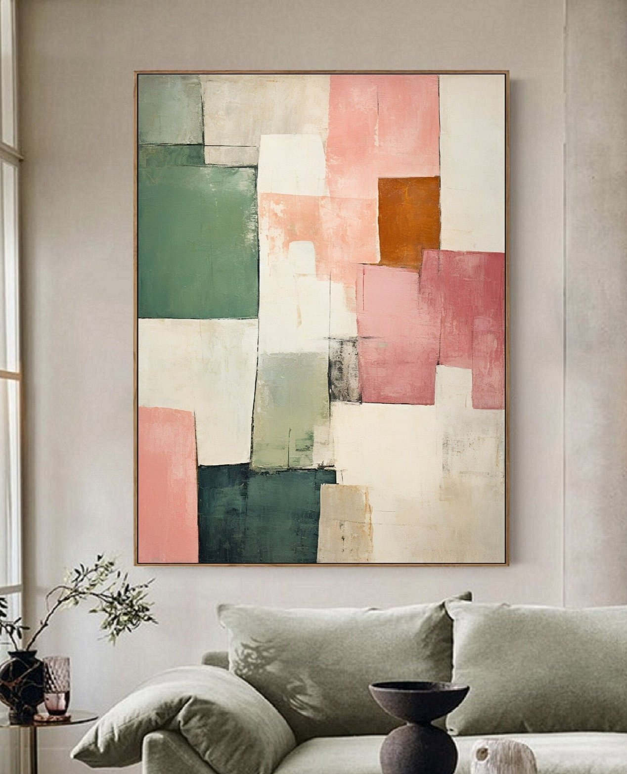 Pastel Abstract Blocks Acrylic Painting