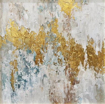 Modern Gold and White Abstract Art