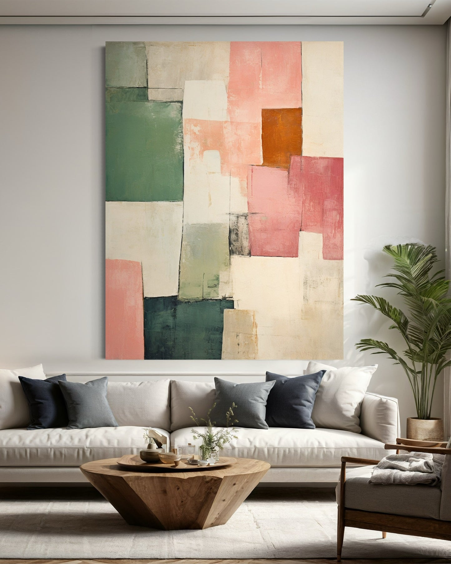 Pastel Abstract Blocks Acrylic Painting