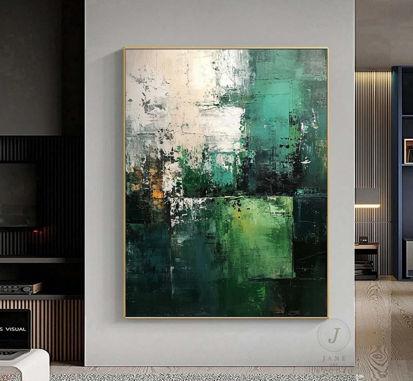 Emerald Green Abstract Acrylic Painting