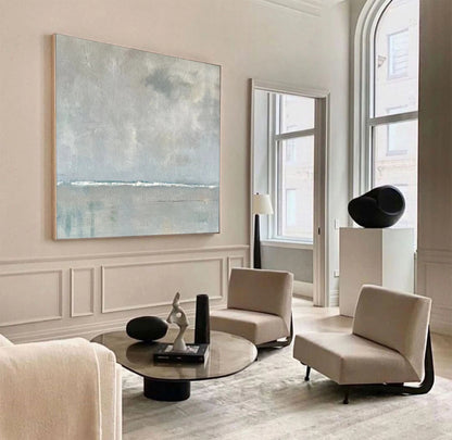Minimalist Grey Blue Painting CM#113