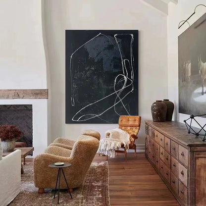 Minimalist Black Line Painting CM#117