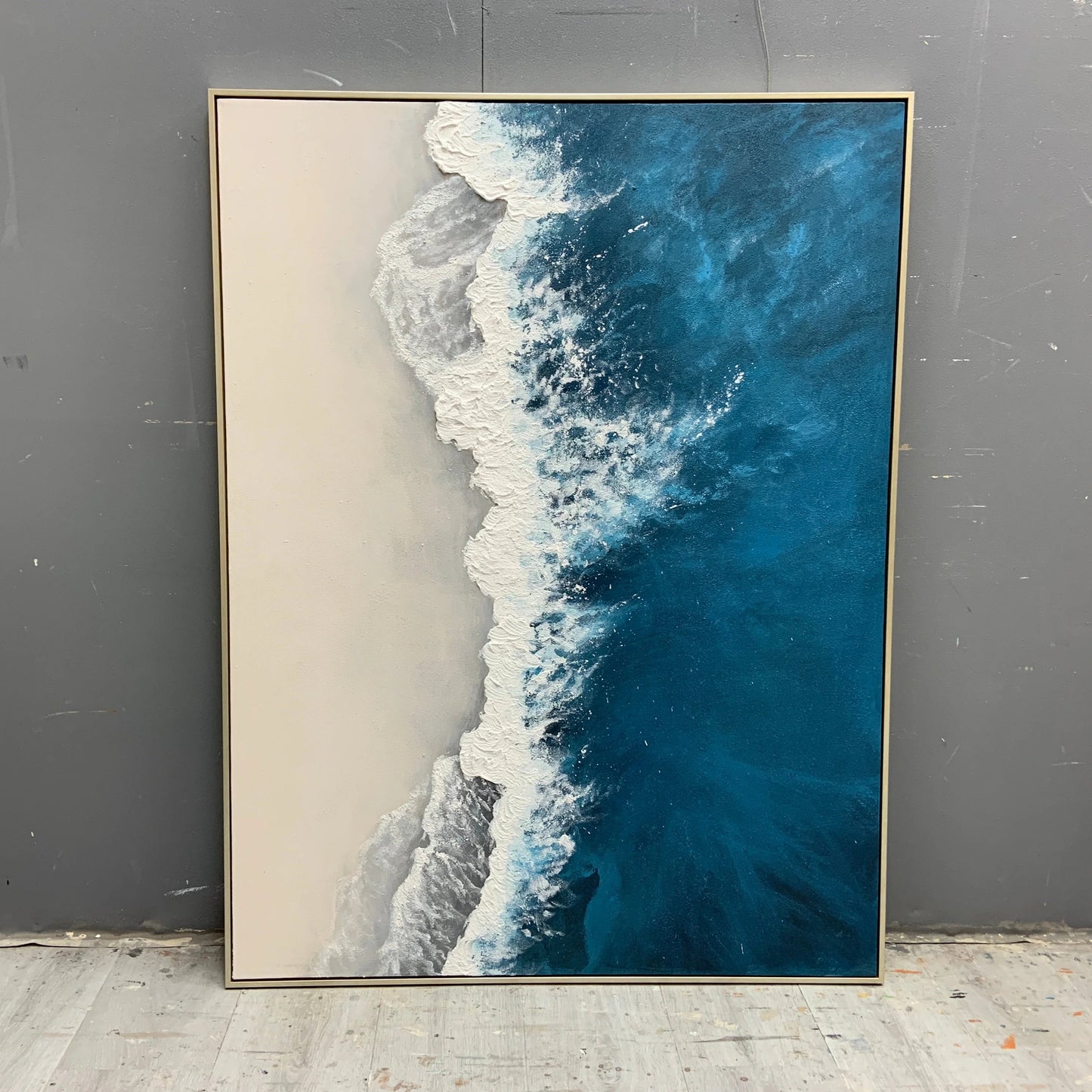 Minimalist Blue 3D Texture Painting CM#135