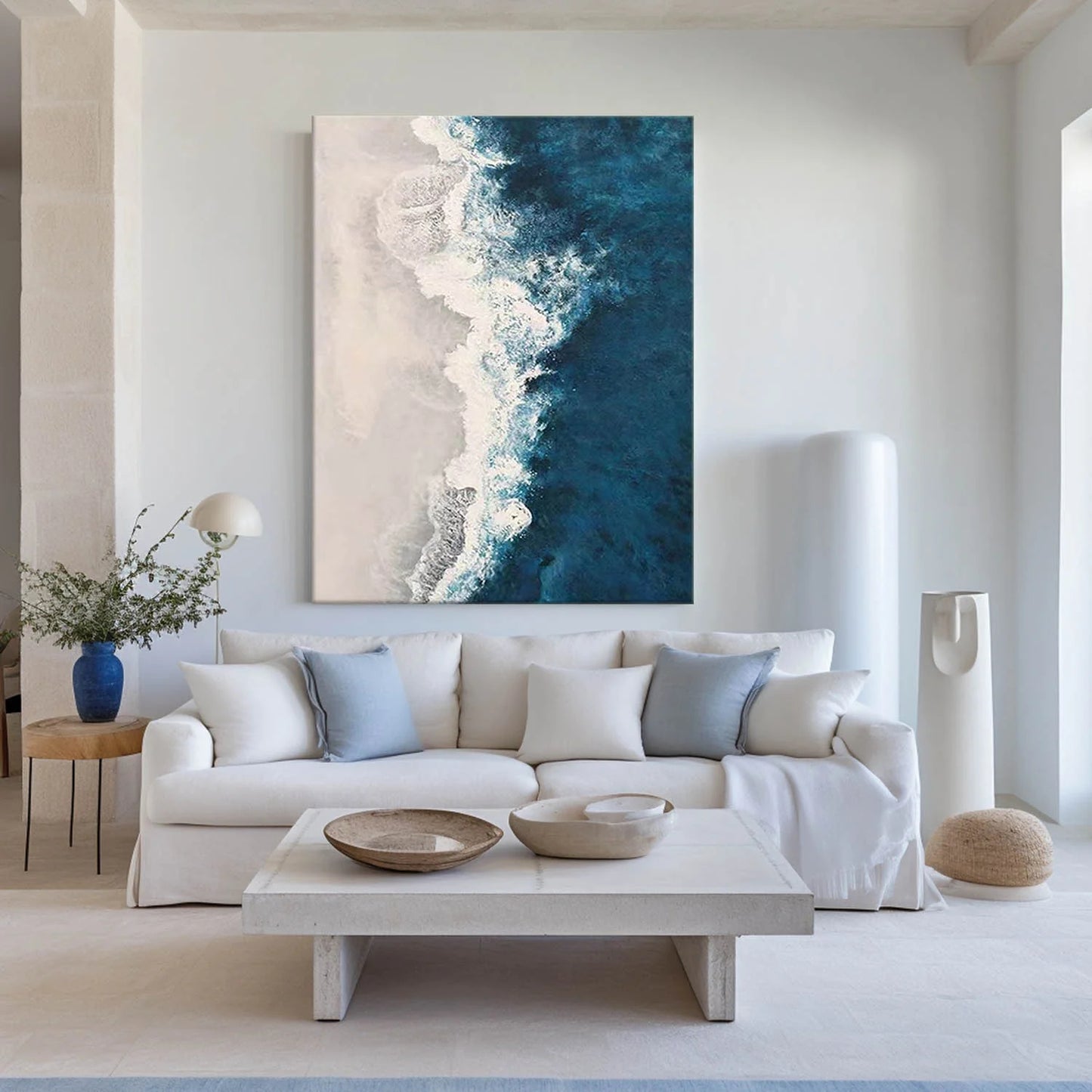 Minimalist Blue 3D Texture Painting CM#135