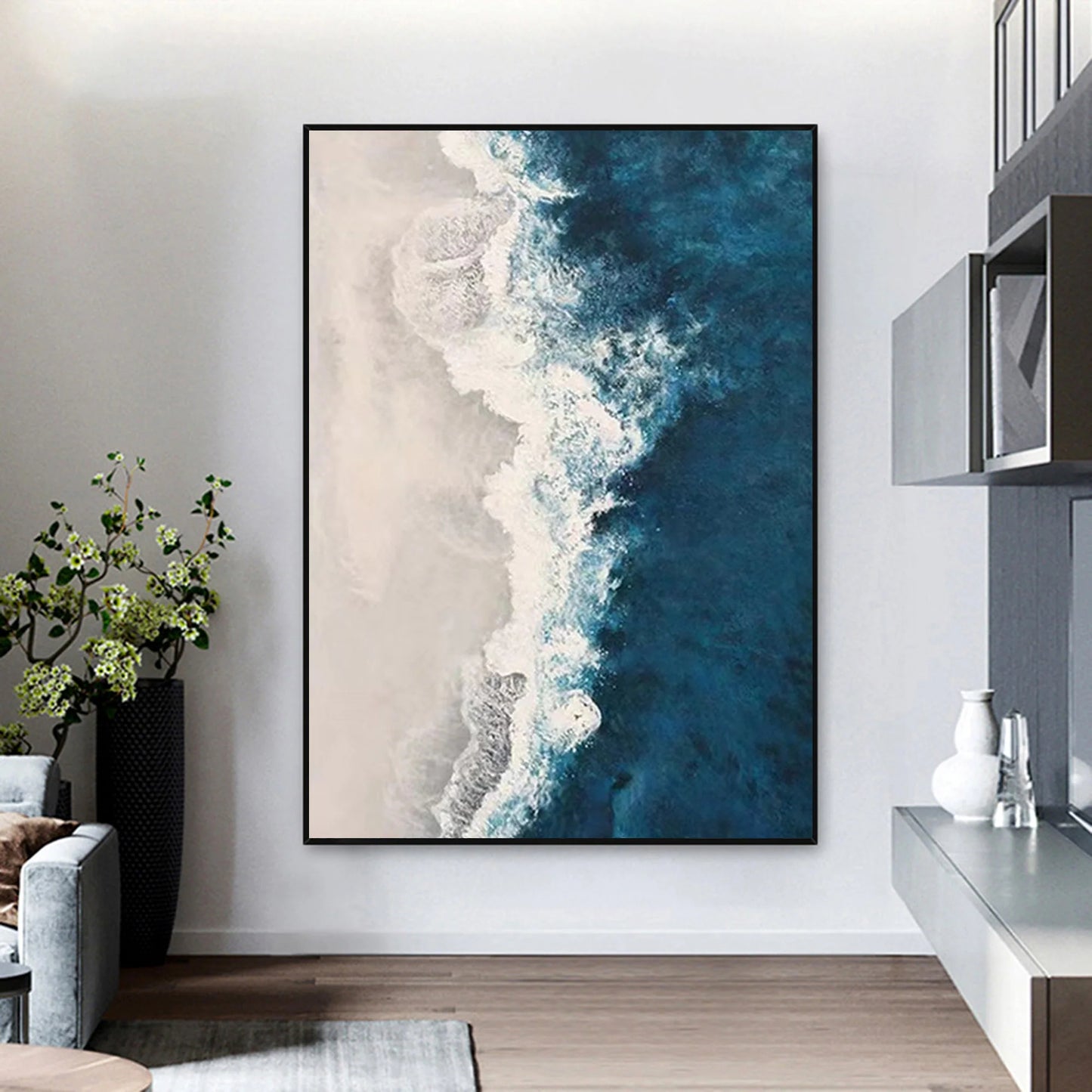 Minimalist Blue 3D Texture Painting CM#135