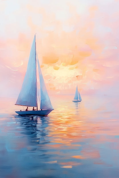 Ocean Sunset Glow - Vibrant Coastal Landscape Painting