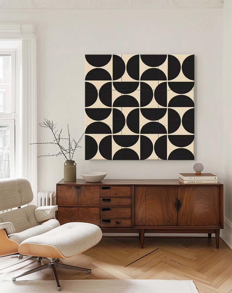 Bold Black and Beige Geometric Art