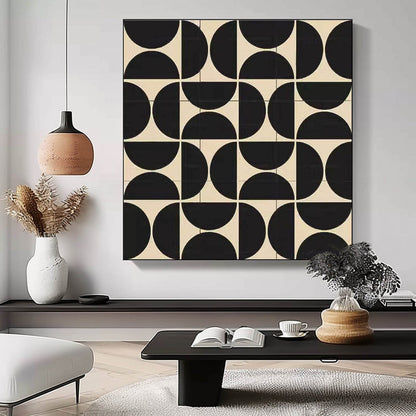 Bold Black and Beige Geometric Art