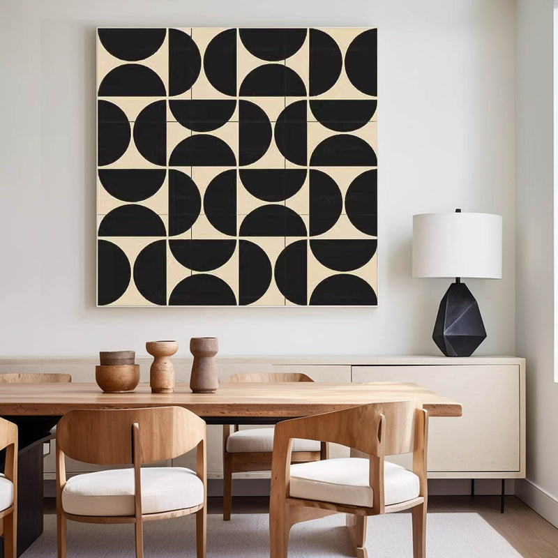 Bold Black and Beige Geometric Art