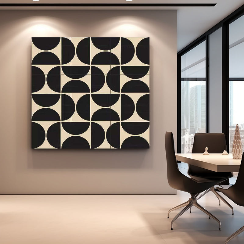 Bold Black and Beige Geometric Art