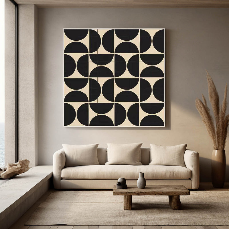 Bold Black and Beige Geometric Art